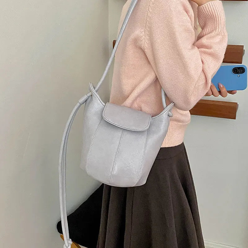 Nixie Retro Patent Leather Bucket Bag | Women's Crossbody Bucket Shoulder Bag Nixie