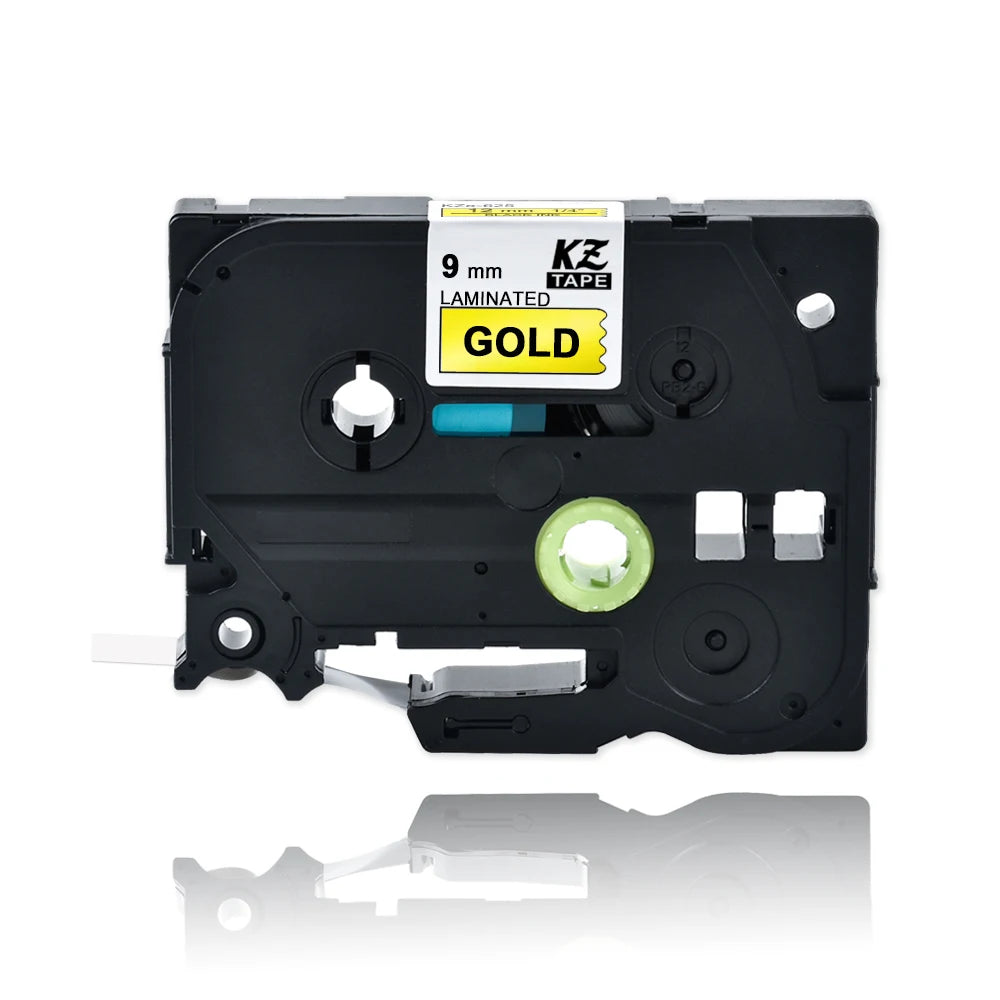 9mm Laminated Label Tape Compatible with Brother TZe-221 Label Printer Tape Nixie black on gold