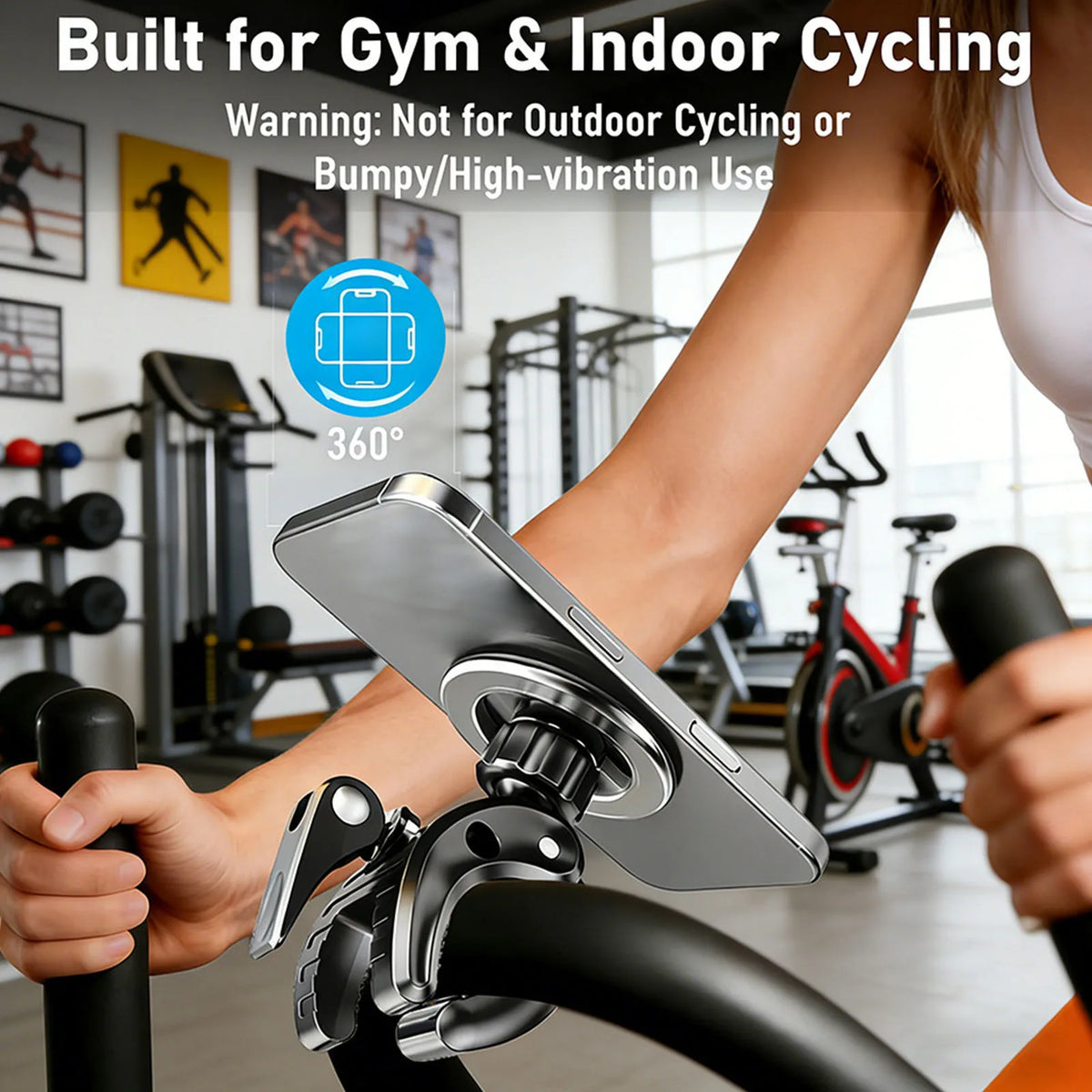 Magnetic Phone Holder 360° Clamp Mount – Bike, Gym & Stroller Phone Clamp Mount Nixie