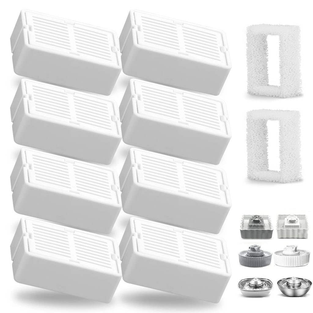 8-Pack Ceramic Pet Fountain Filters – Activated Carbon & Foam Pet Fountain Filter Nixie 8packs