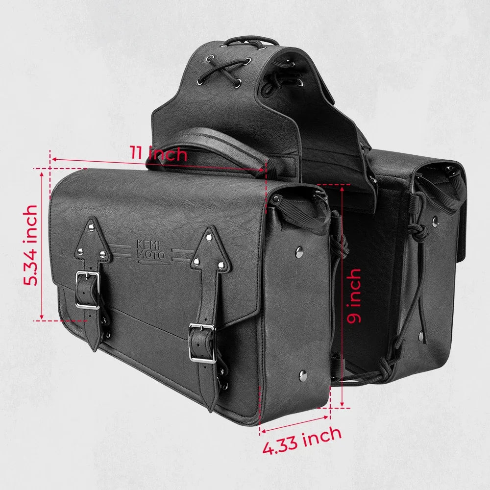KEMITOUR Waterproof PU Leather Motorcycle Saddlebags – Throw Over Motorcycle Saddlebags Nixie
