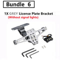 Universal Motorcycle License Plate Holder Bracket with LED Light License Plate Bracket Nixie Grey