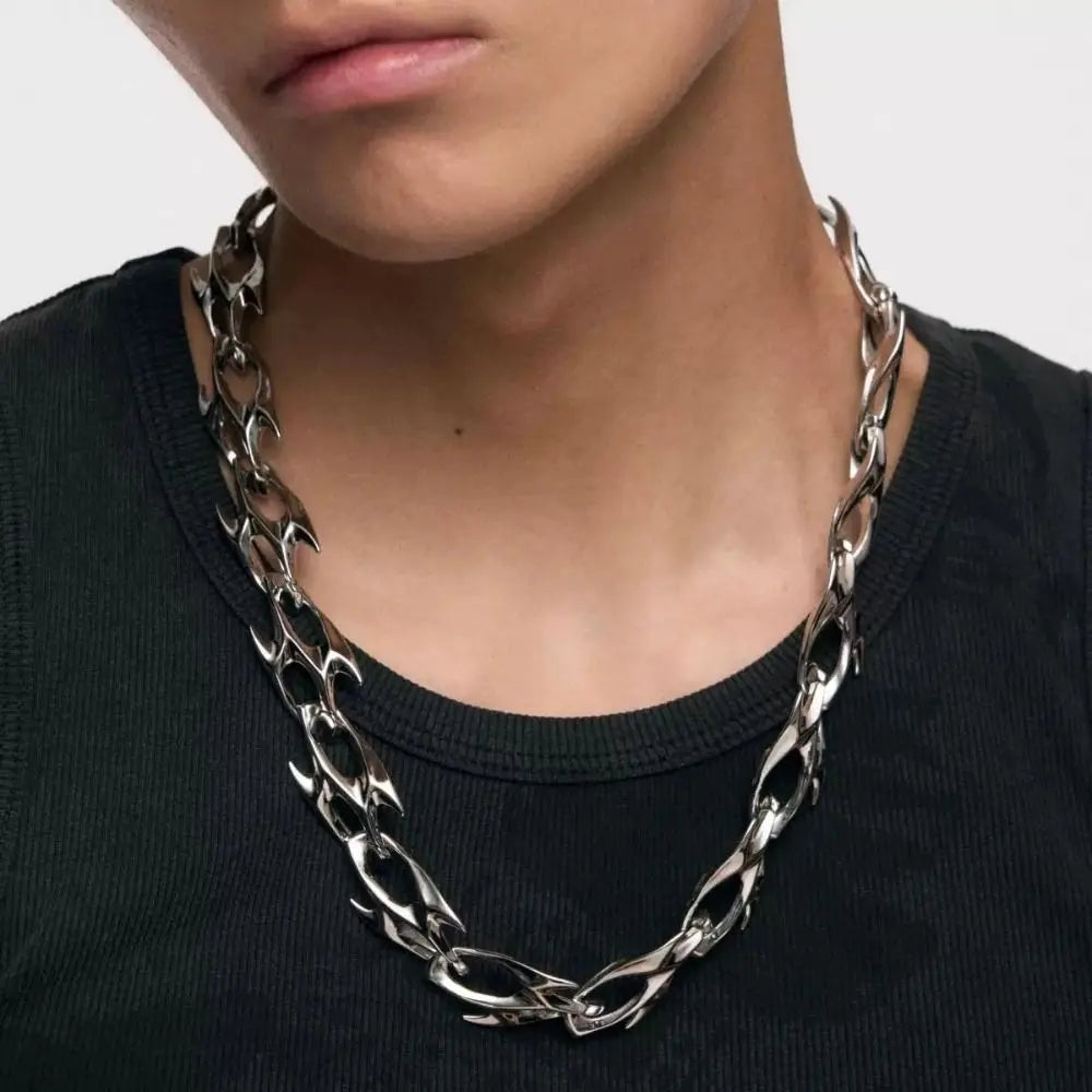 Punk Thorn Chain Bracelet & Necklace – Handmade Unisex