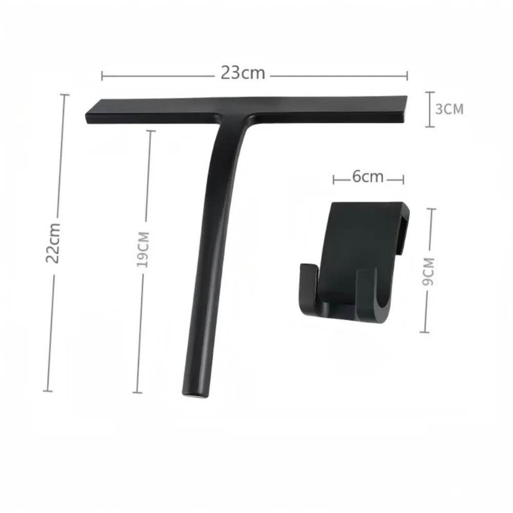 Metal Shower Squeegee with Hook – Silicone Window Scraper