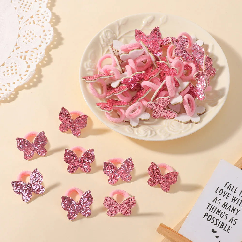 20pcs Glitter Butterfly Bow Elastic Hair Bands for Girls Girls Hair Accessories Nixie