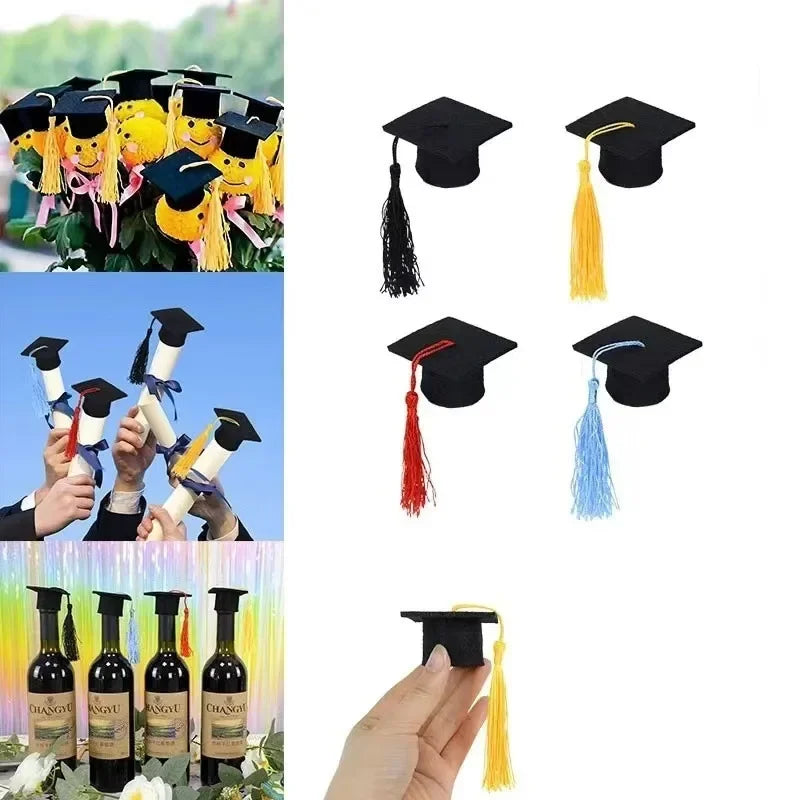 10PCS Mini Felt Tassel Graduation Hats – Party Bottle Decor Party Decoration Nixie