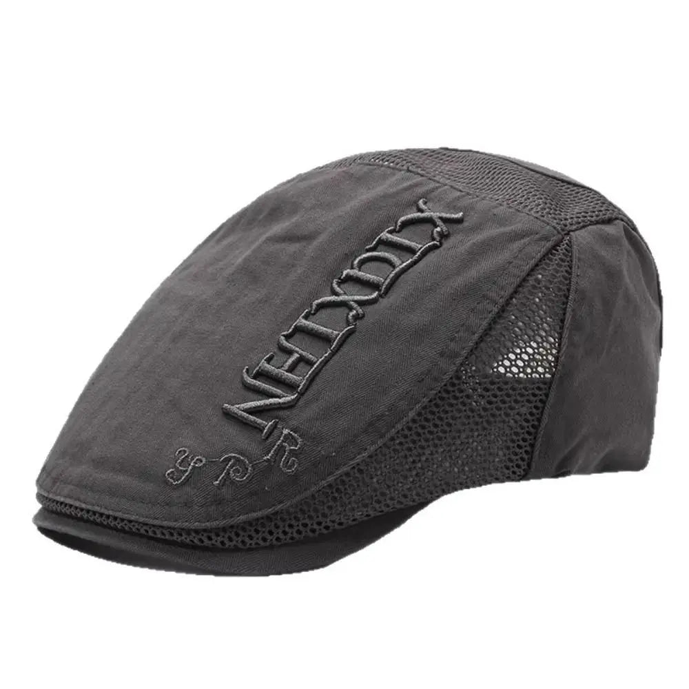 Letter Embroidered Mesh Flat Cap – Adjustable Outdoor Sports Hat Flat Cap Hat Nixie