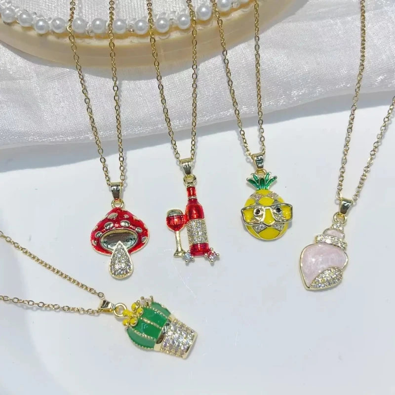 Women's Vintage Cherry Blossom Picture Frame Pendant Necklace