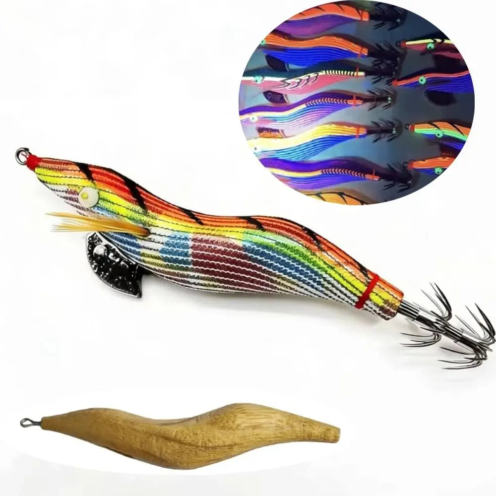 UV Luminous Wood Shrimp Squid Jig Lure Size 3.0 | Octopus Lure