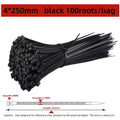 100 PCS Self-Locking Nylon Cable Zip Ties Black & White Cable Zip Ties Nixie 4X250MM