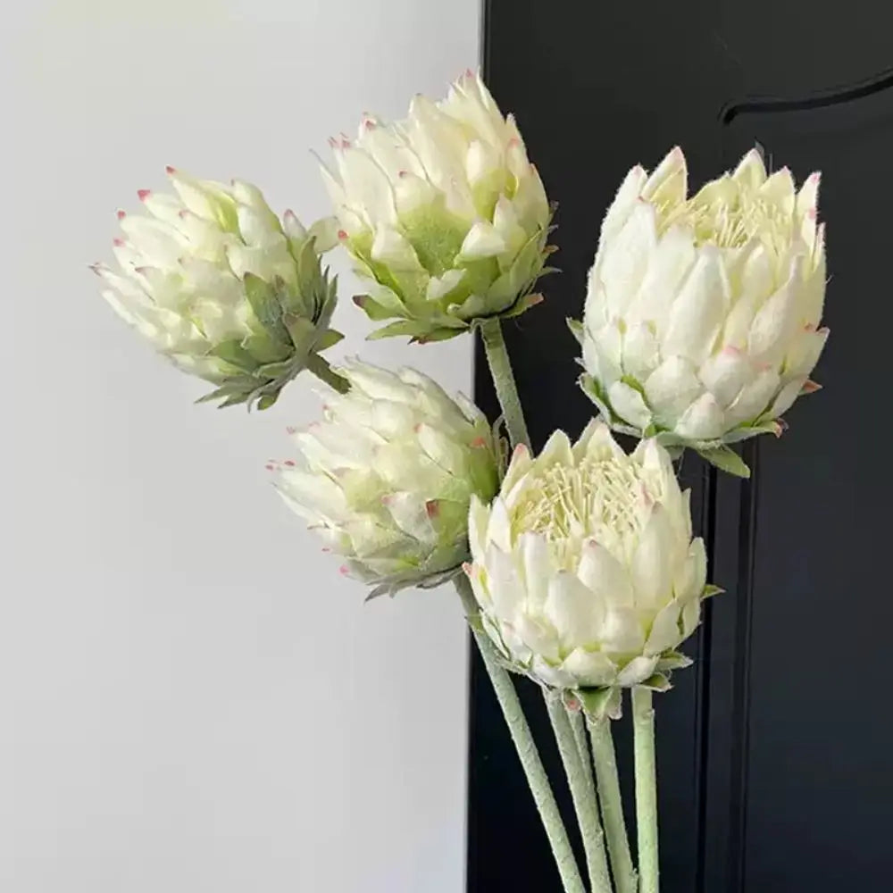 Large Flocked King Protea Artificial Flower – Multicolor Décor