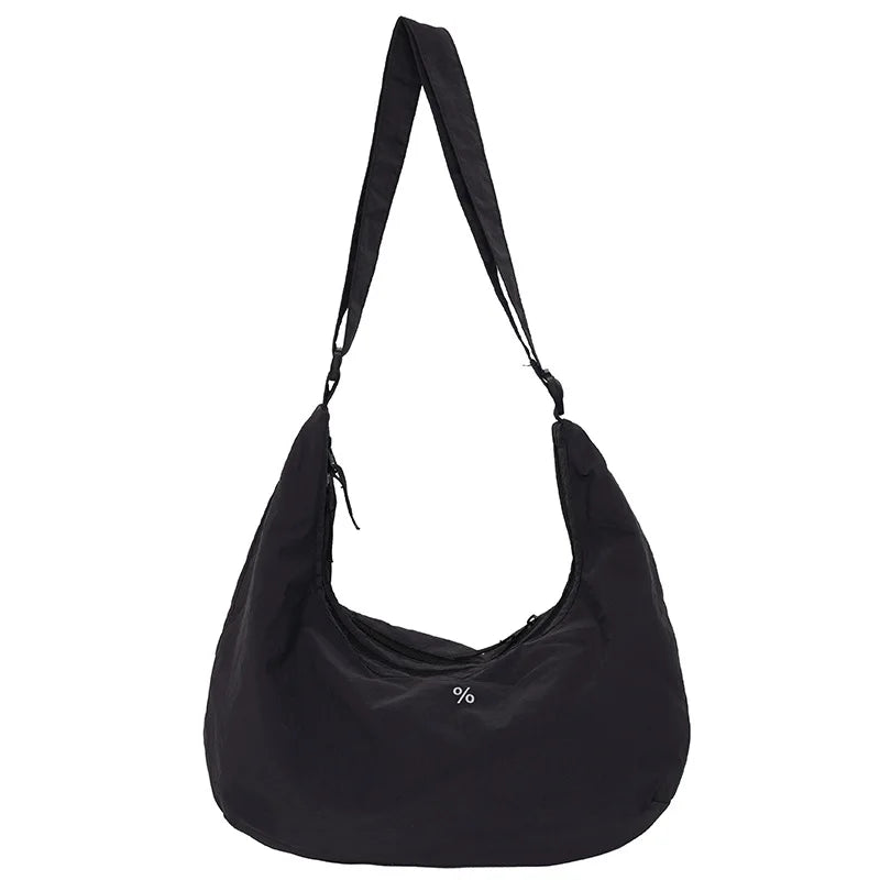 Japanese Nylon Dumpling Bag – Unisex Lightweight Crossbody Crossbody Shoulder Bag Nixie Black