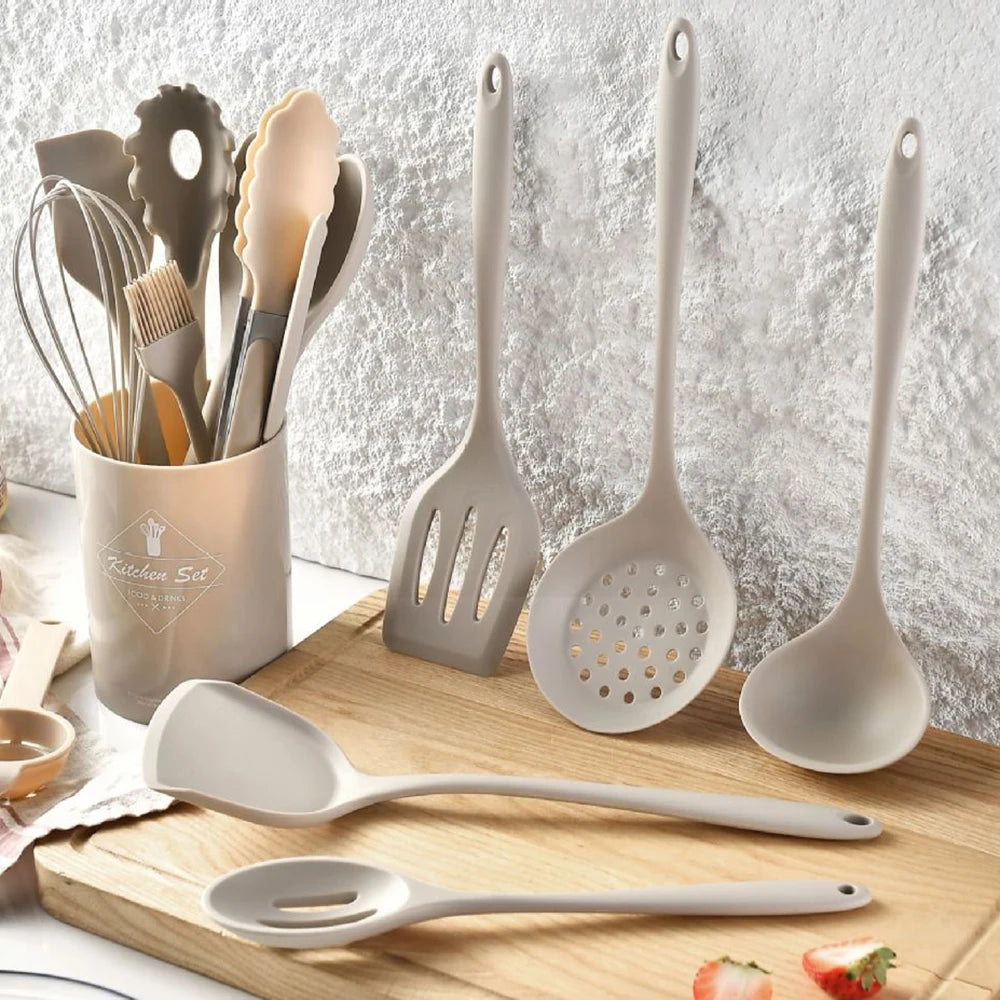15-Piece Food Grade Silicone Kitchen Utensils Cookware Set Silicone Utensil Set Nixie