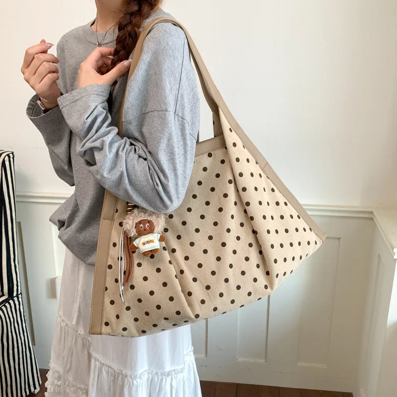 Retro Polka-Dot Tote Bag – Large Women's Shoulder Bag | Nixie Women's Tote Bag Nixie