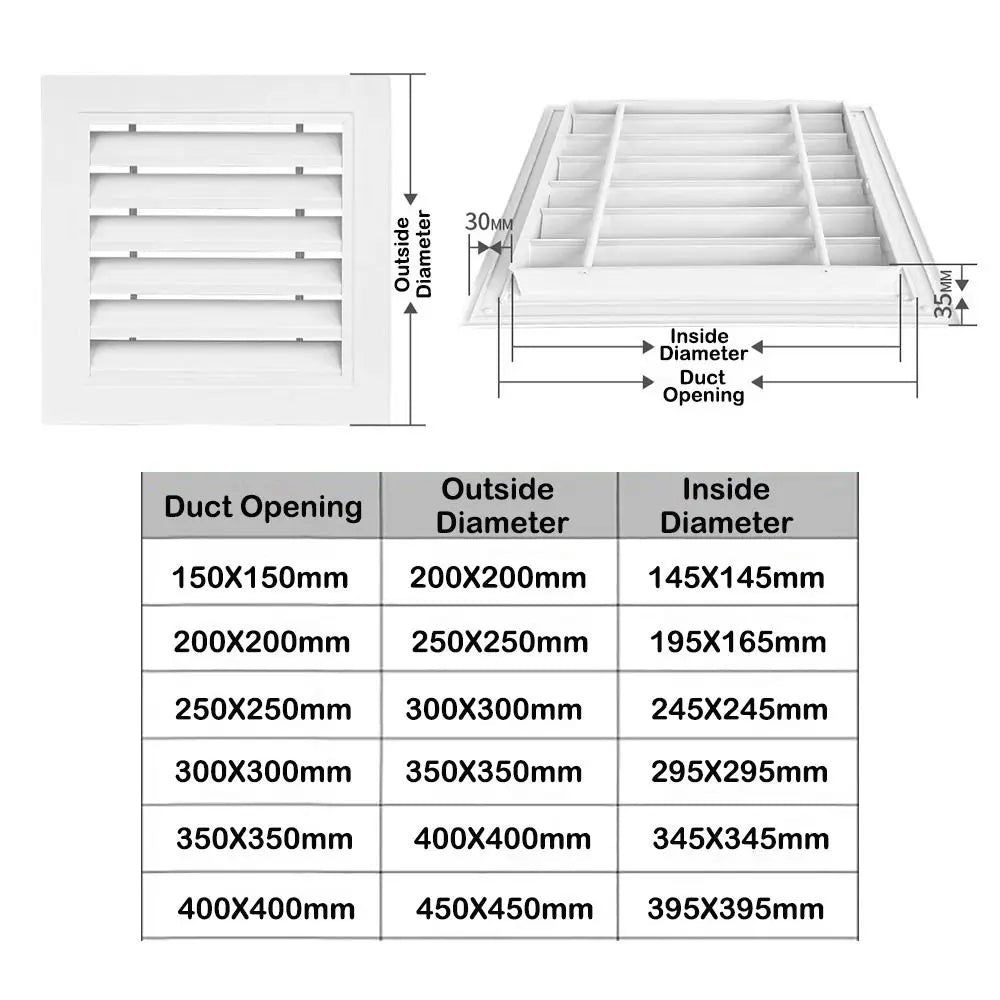 Aluminum Square Air Vent Grille White Return Cover for Attics Air Vent Grille Nixie