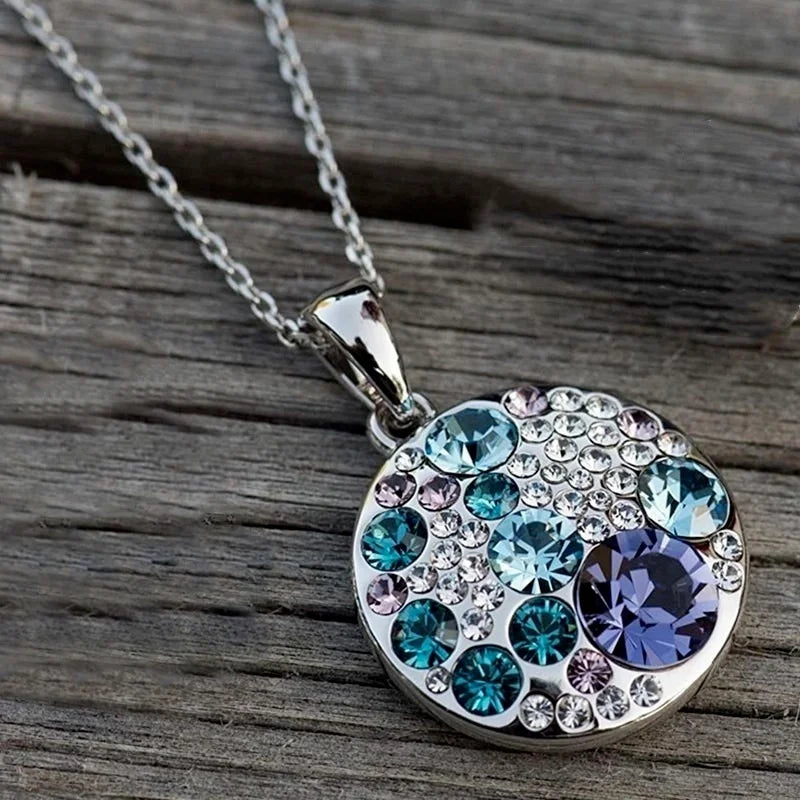 Ocean Bubble Crystal Heart Pendant Necklace | Women's Gift Crystal Pendant Necklace Nixie