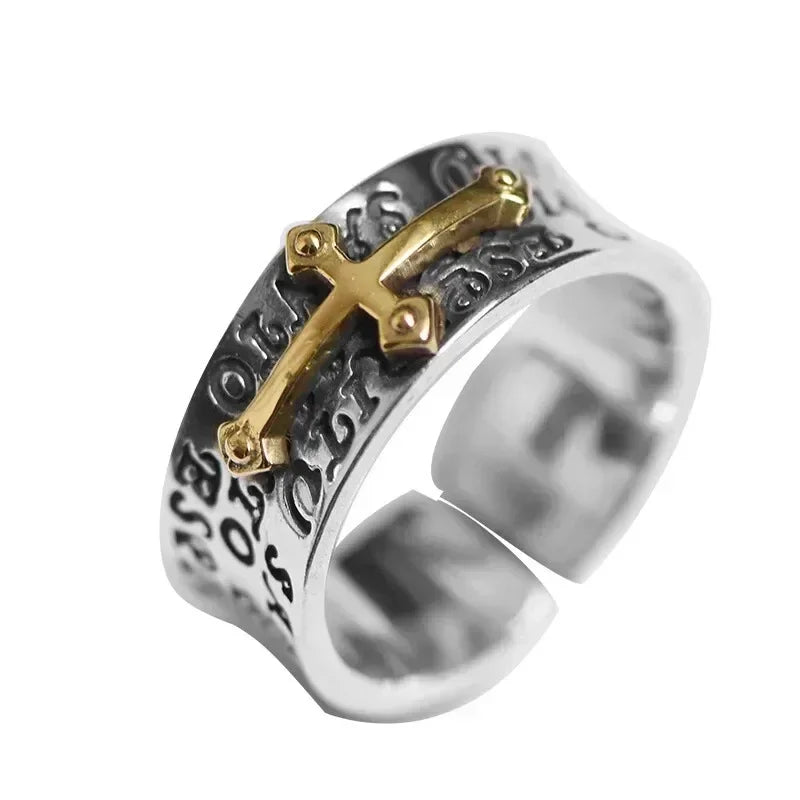 Punk Cross Ring | Zinc Alloy Adjustable Geometric Crystal Ring Fashion Ring Nixie
