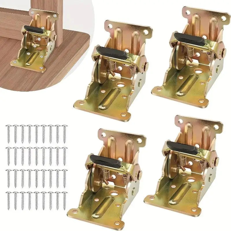4Pcs Foldable Self-Locking Hinge Brackets for Tables & Beds