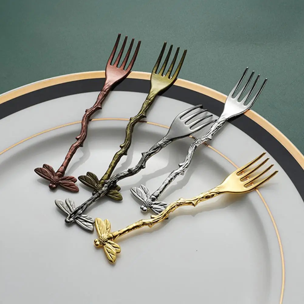 Dragonfly Handle Dessert Fork – Elegant Zinc Alloy Fruit Fork Decorative Dessert Fork Nixie