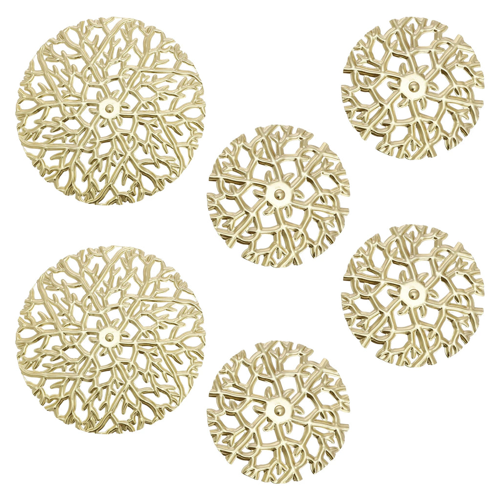 6-Piece Gold Metal Hollow Branch Wall Sculptures Set