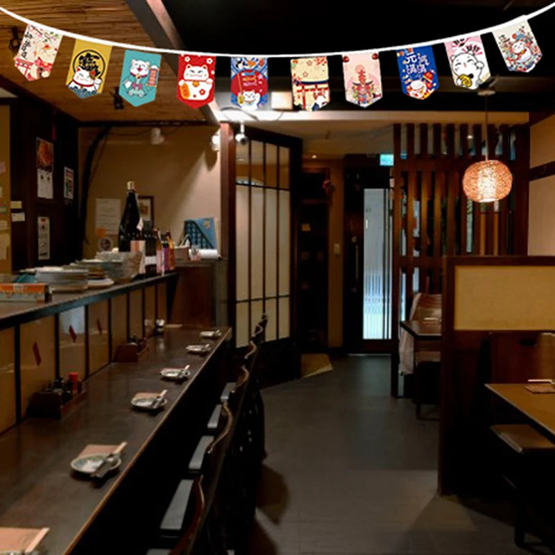 Japanese Lucky Cat String Bunting Banner – Party & Restaurant Decor Party Bunting Banner Nixie