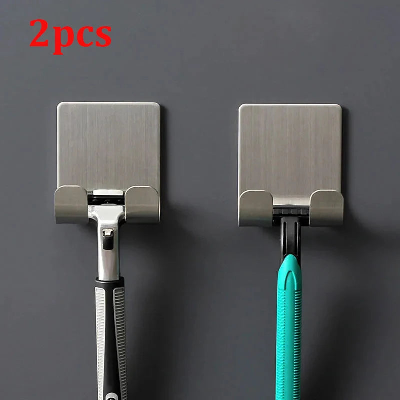 2Pcs Stainless Steel Razor Holder & Shaver Stand Bathroom Rack Razor Holder Stand Nixie