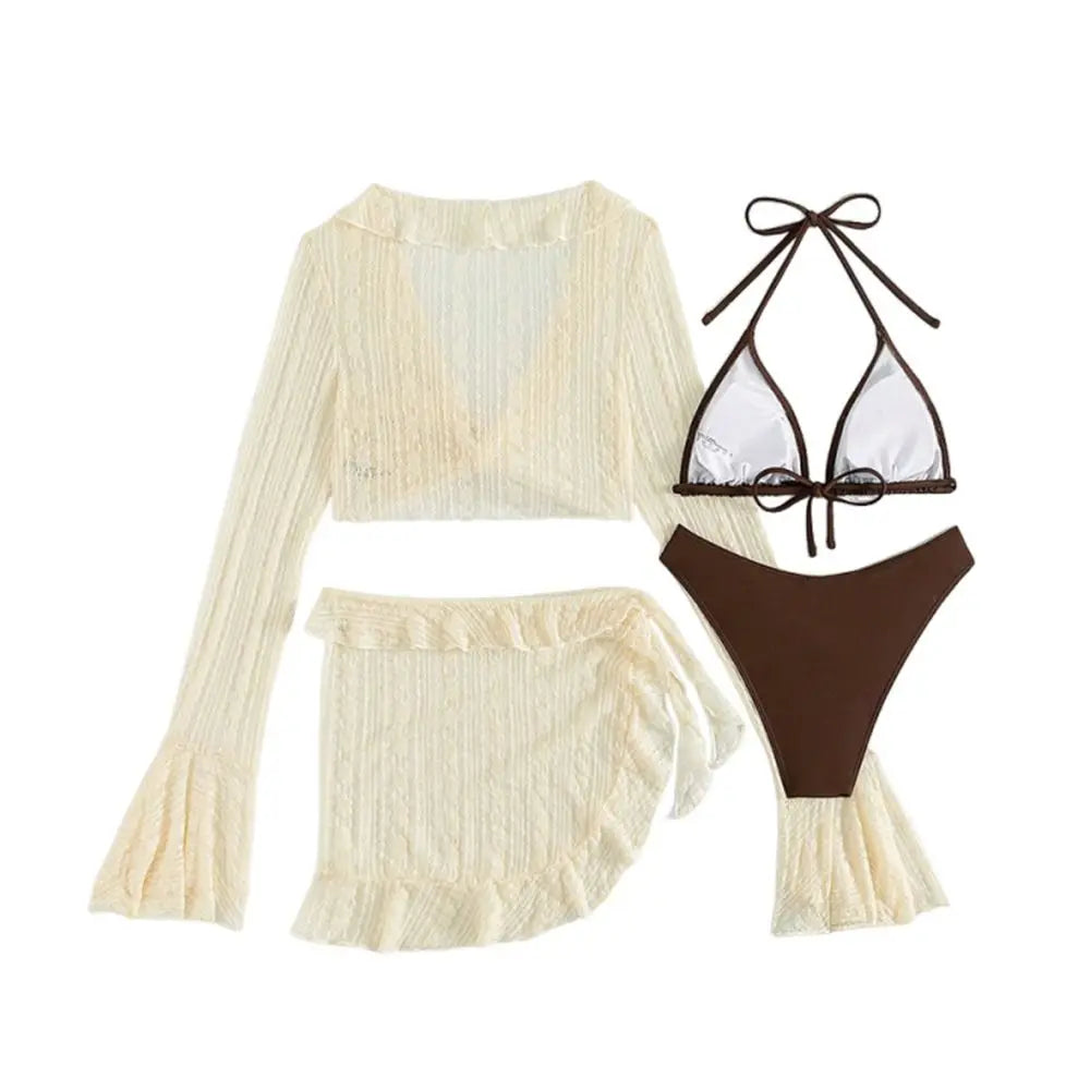 4-Piece Women's Long Sleeve Bikini Set | Brazilian Beachwear Women's Bikini Set Nixie