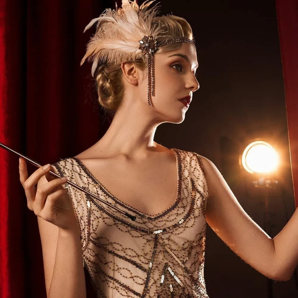 1920s Feather Hairband Rhinestone Headpiece | Gatsby Party