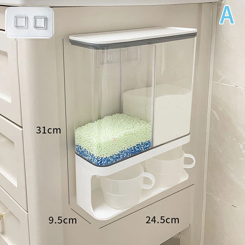 Wall-Mounted Transparent Storage Jar for Laundry Beads & Powder