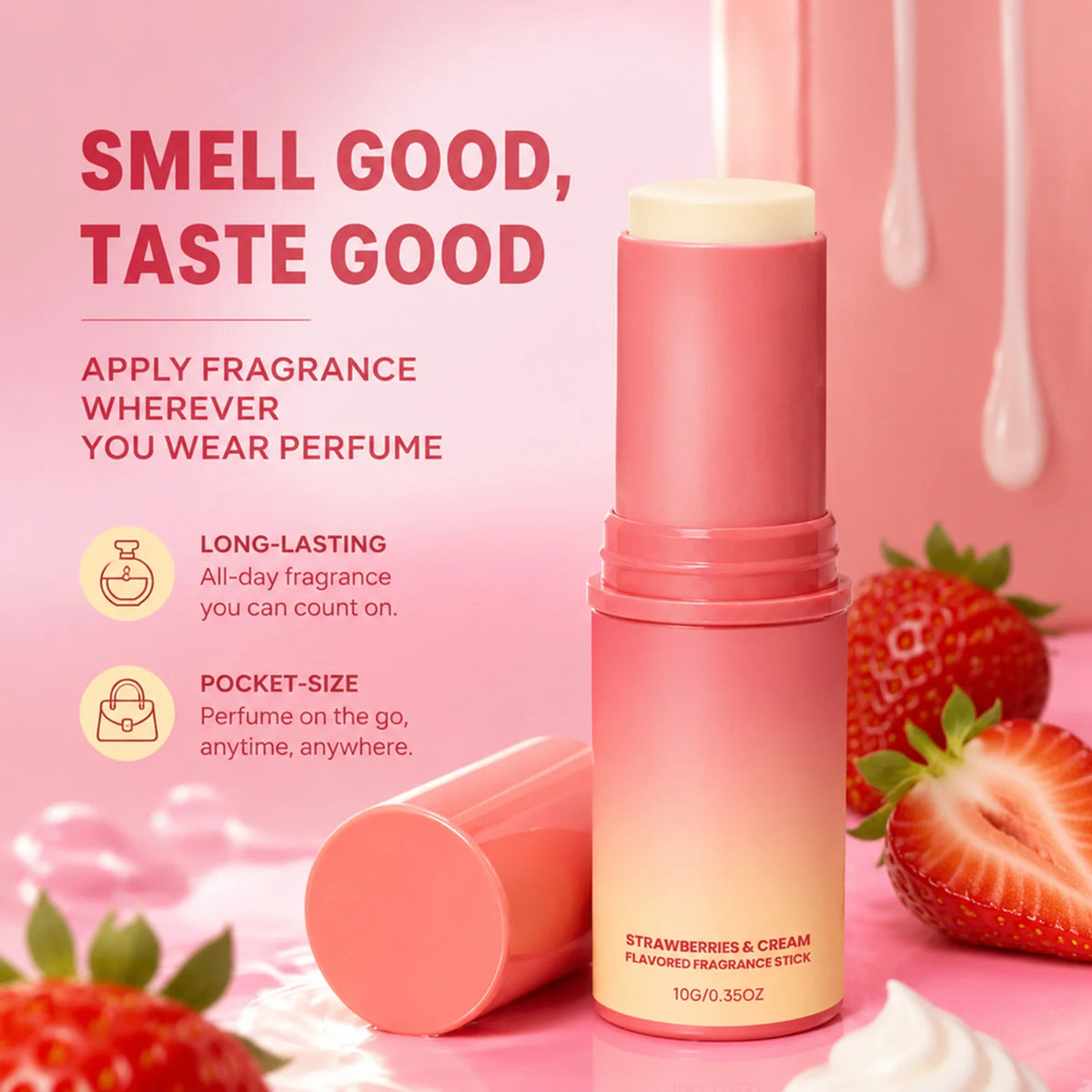 Strawberry Cream Solid Perfume Stick – Portable Fruity Balm Solid Perfume Stick Nixie