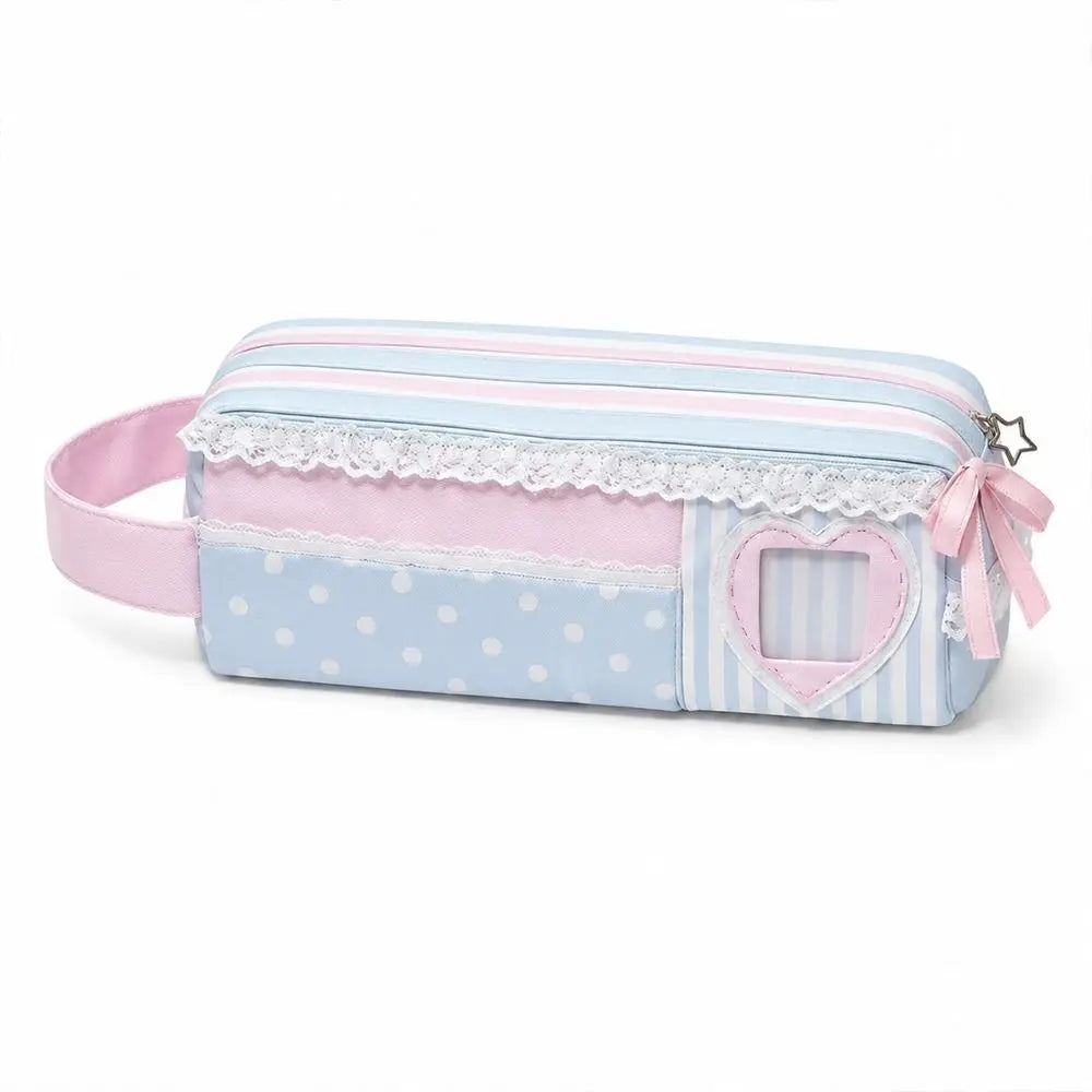 Kawaii Polka Dot Pencil Case Large Capacity Pouch – Pink Blue Pencil Case Pouch Nixie