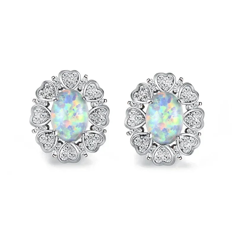 White Simulated Opal Drop Earrings – Classic Zinc Alloy Drop Earrings Nixie