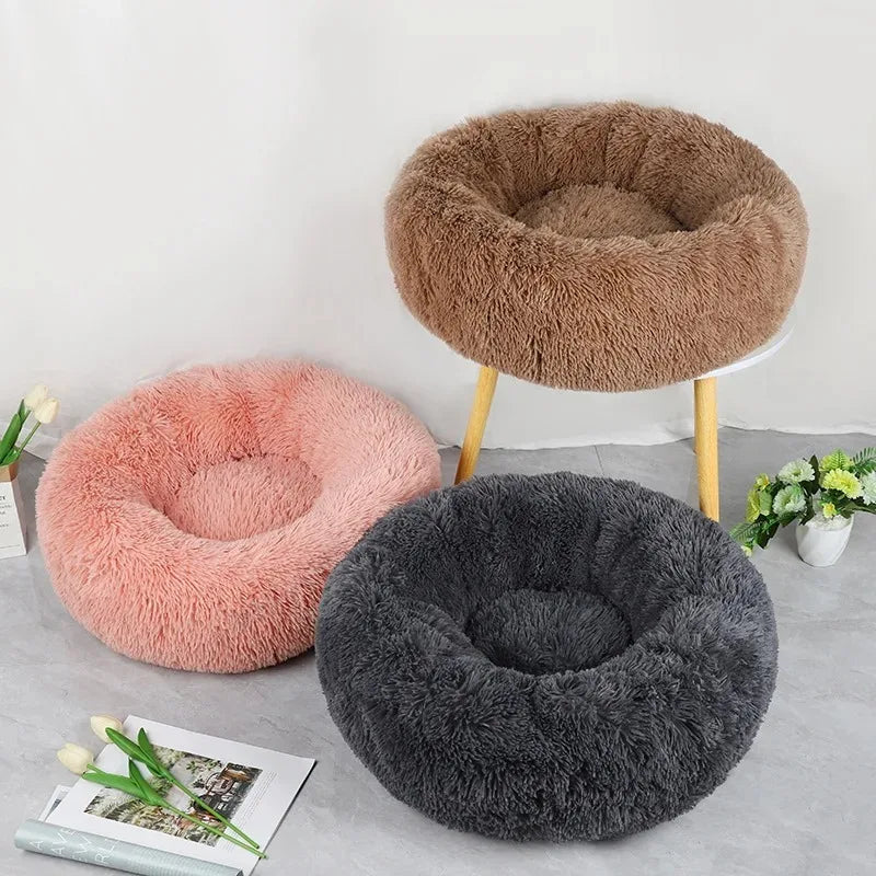 Donut Pet Bed – Plush Faux Fur Calming Bed for Cats & Dogs Calming Pet Bed Nixie