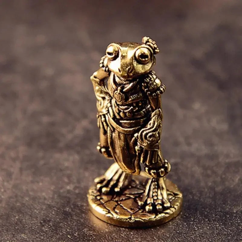 Mini Antique Brass Frog Statue – Desk Décor & Tea Pet Gift