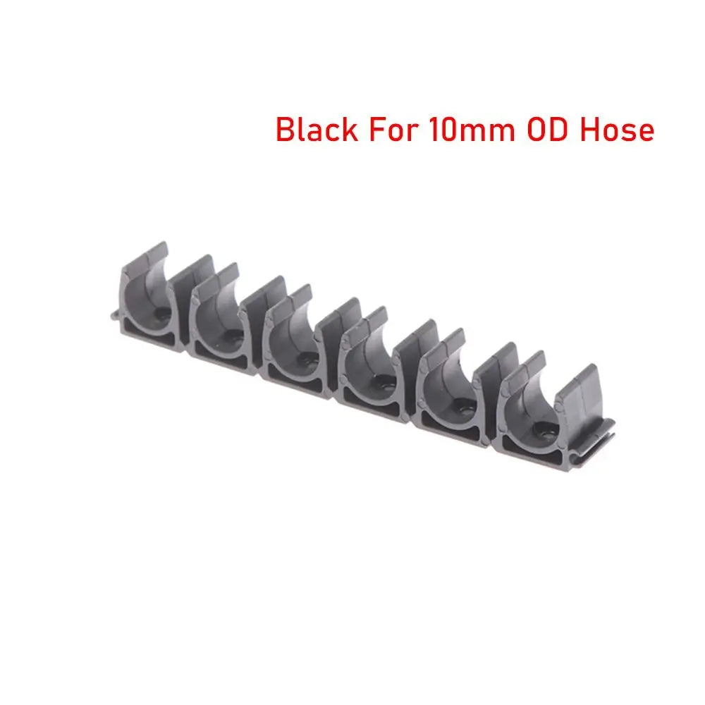6-Way Nylon Pipe Clamp | 4mm–20mm Air & Water Hose Holder Pipe Clamp Holder Nixie Black 10mm OD Hose