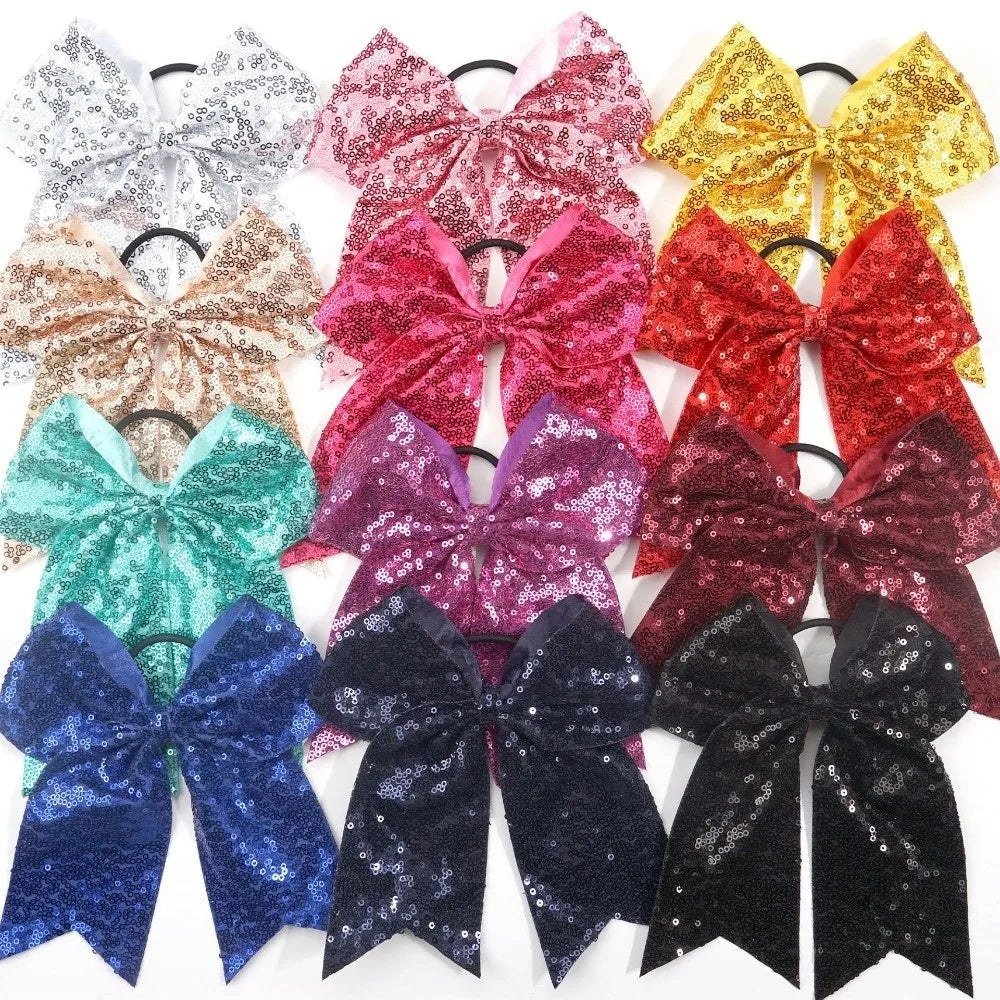 Sparkly Glitter Sequin Dovetail Bows Elastic Hair Ties for Girls