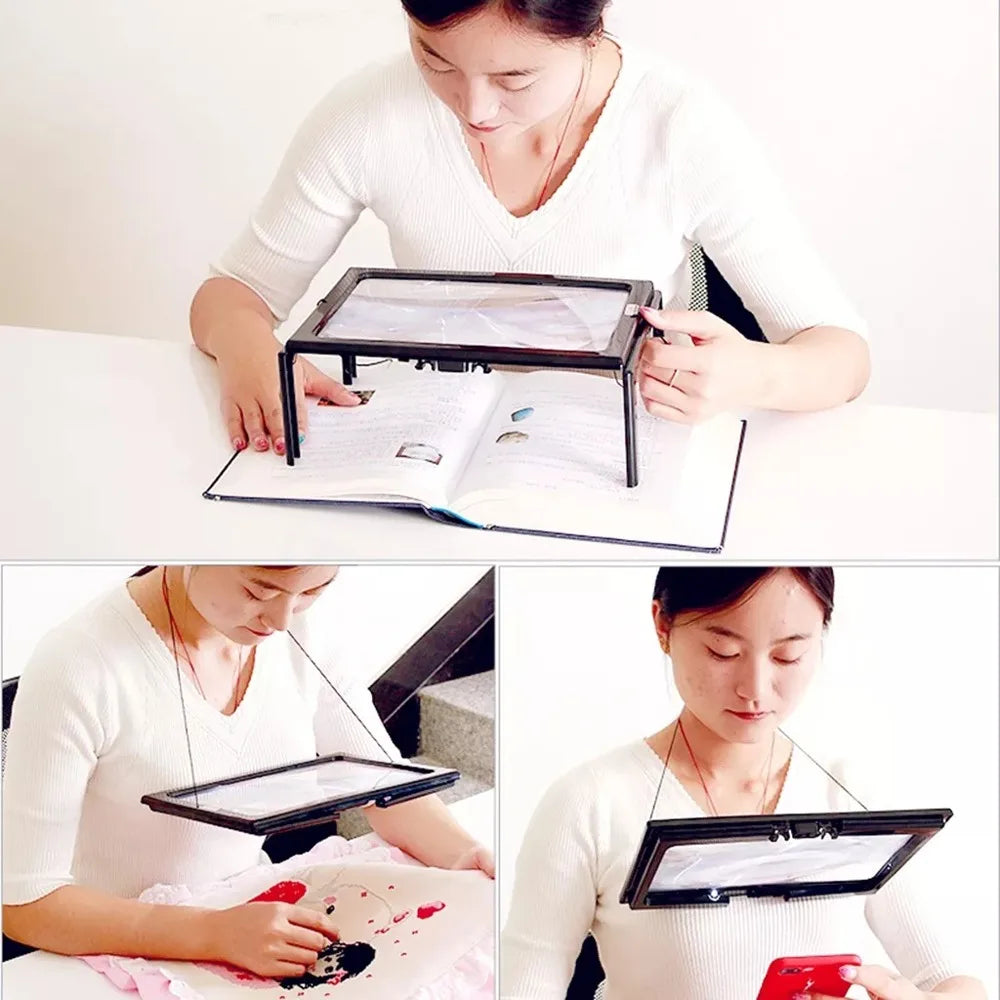 4X LED Full-Page Reading Magnifier with Light for Seniors LED Reading Magnifier Nixie