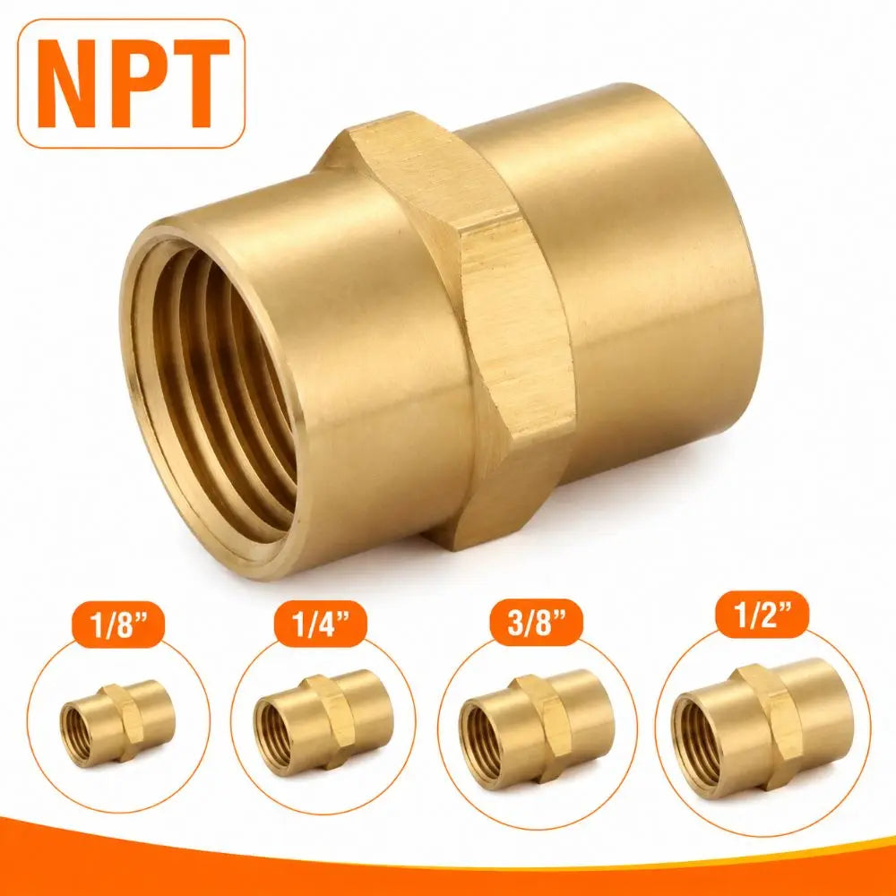 Brass NPT Female Coupling 1/8" 1/4" 3/8" 1/2" Pipe Fitting