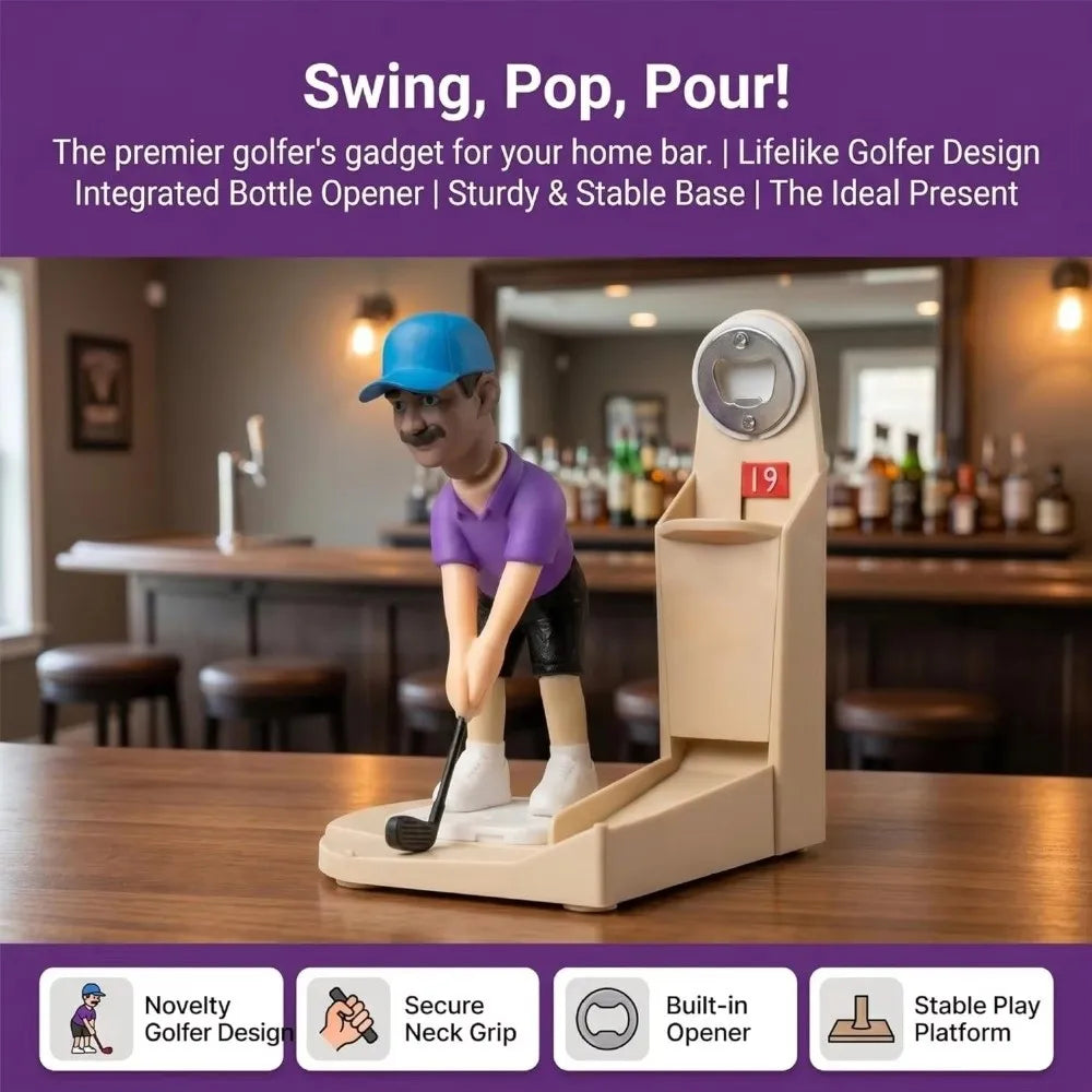 Golf Bottle Opener 3D Figurine with Scoreboard & Cap Launcher