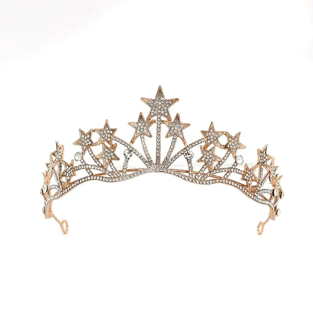 Baroque Crystal Rhinestone Crown Tiara – Gold & Silver Bridal Rhinestone Crown Tiara Nixie
