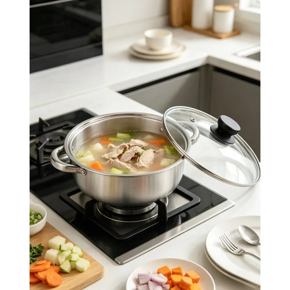 Stainless Steel Non-Stick Soup Pot – 26cm Double Bottom Pan Soup & Stock Pot Nixie