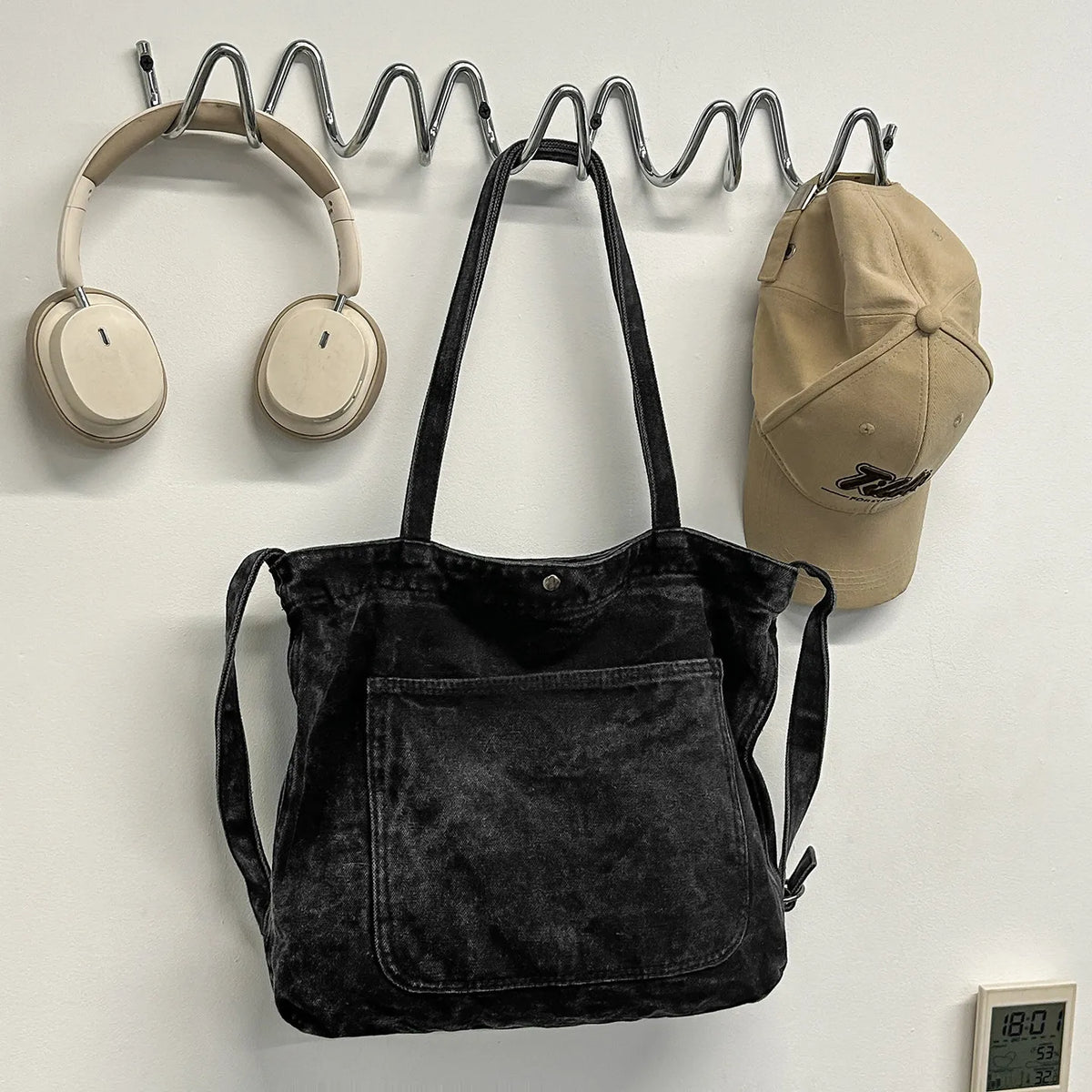 Women's Vintage Washed Denim Tote Bag – Large Capacity
