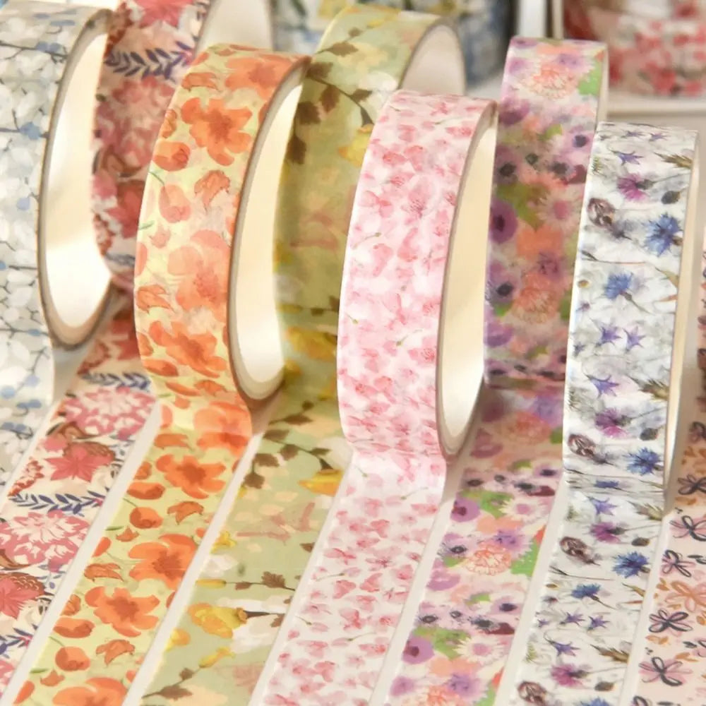 5-Roll Spring Flower Washi Tape Set – Multicolor DIY Scrapbooking