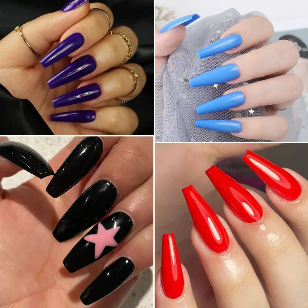 576pcs Press On Fake Nails Mixed Shapes Colorful Full Cover Tips Press On Nail Tips Nixie