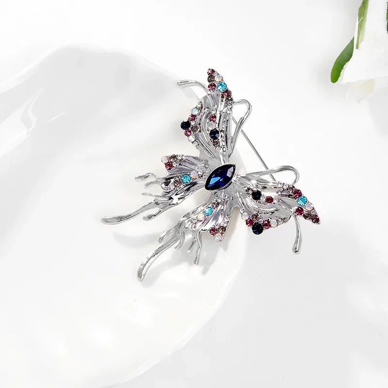 Vintage Butterfly Rhinestone Brooch – Zinc Alloy Flower Pin Fashion Brooch Pin Nixie