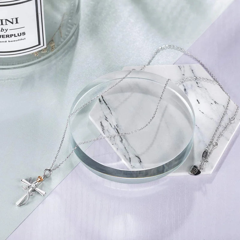 Women's Silver-Plated Flower Love Symbol Pendant Necklace Pendant Necklace Nixie