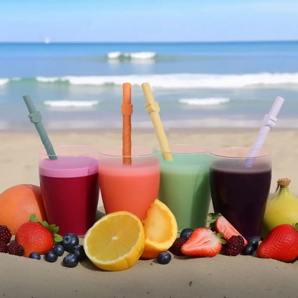 4-Pack Kids Food Grade Silicone Reusable Straws – Colorful Reusable Silicone Straws Nixie