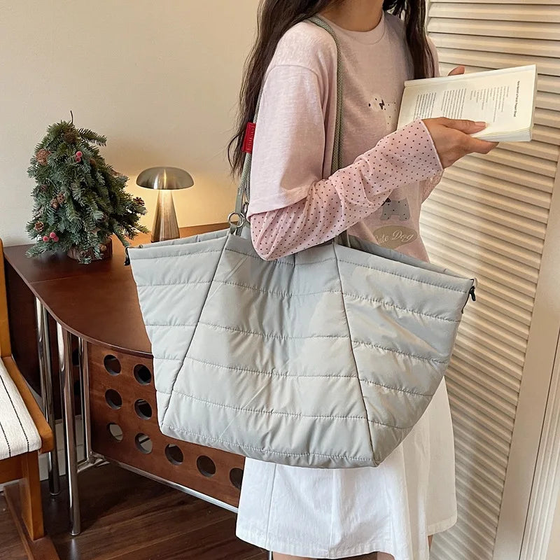 Korean Cloud Quilted Tote Bag – Large Laptop Shoulder Bag Quilted Tote Bag Nixie