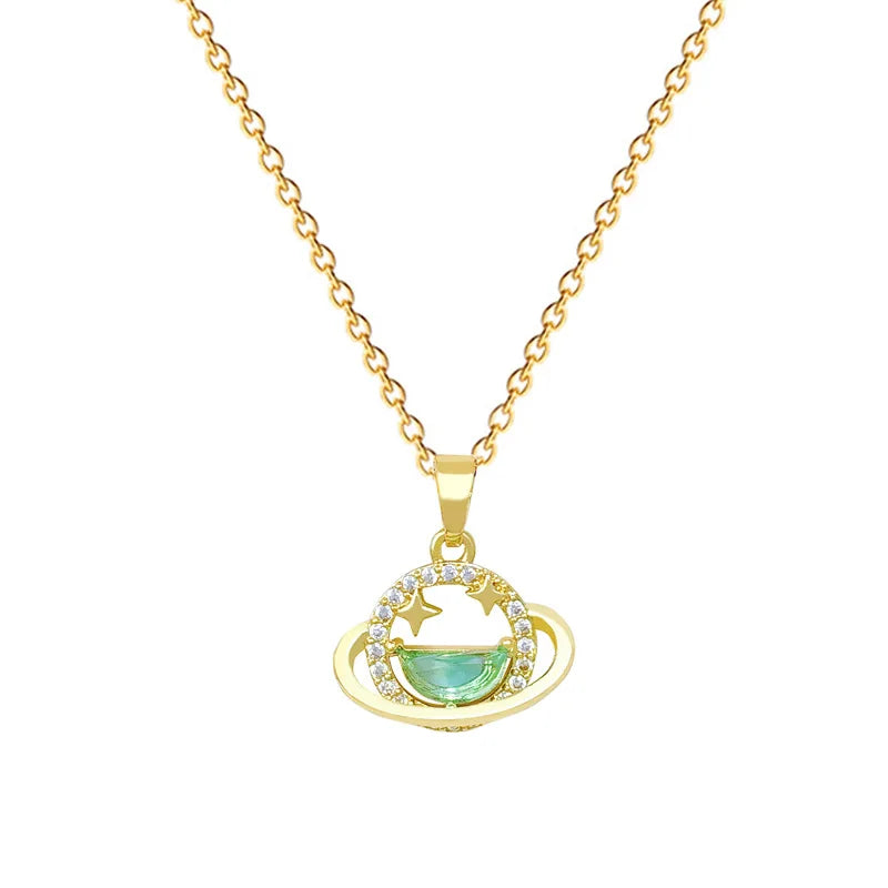 Star Galaxy Pendant Choker Necklace – Gold Stainless Steel Pendant Choker Necklace Nixie