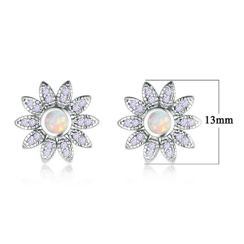 Nixie Silver Blue Simulated Opal Dangle Stud Earrings Gift Dangle Stud Earrings Nixie